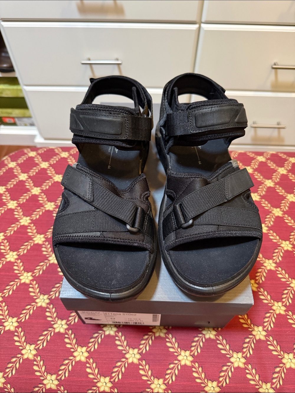 Ecco Black Strappy Comfort Sandals 10-10.5